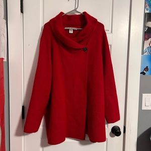 Max Studio Women's Single Button Jeweled Red Cardigan Sweater | Size 2X